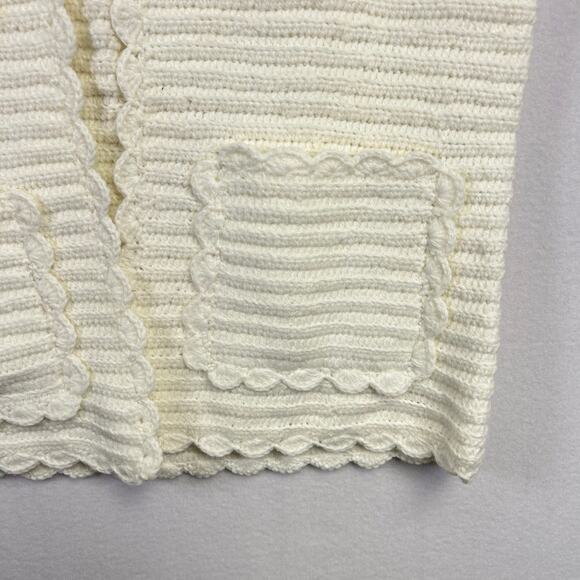 Woman's Crochet Knit White Sleeveless Cardigan - L/ XL Cottagecore‎ Boho Vintage - Picture 4 of 8